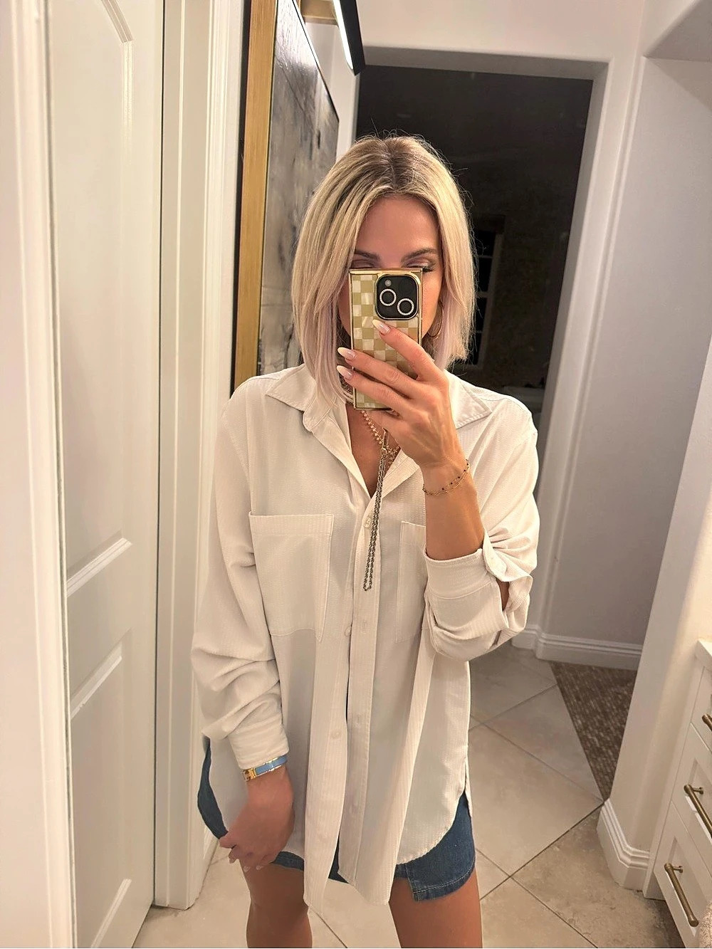 alo Women's White Button Down Shirt Like New